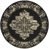 Nourison Grafix Traditional Black 5'3" x Round Area Rug, Easy Clean, Non Shedding, Bed Room, Living Room, Dining Room, Kitchen (5 Round)