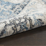 Nourison Geneva Grey/Blue 2'2" x 7'6" Area Rug, Vintage, French Country, Easy Cleaning, Non Shedding, Bed Room, Living Room, Dining Room, Kitchen, (8' x Runner)