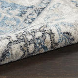 Nourison Geneva Grey/Blue 2'2" x 7'6" Area Rug, Vintage, French Country, Easy Cleaning, Non Shedding, Bed Room, Living Room, Dining Room, Kitchen, (8' x Runner)