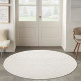 Nourison Versatile Indoor/Outdoor Ivory White 4' x Round Area Rug, Easy Cleaning, Non Shedding, Bed Room, Living Room, Dining Room, Backyard, Deck, Patio (4 Round)