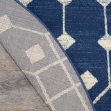 Nourison Grafix Moroccan Navy 5'3" x Round Area Rug, Easy Cleaning, Non Shedding, Bed Room, Living Room, Dining Room, Kitchen (5 Round)