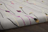 Nourison Grafix Grey 2'3" x 12' Area Rug, Modern, Botanical , Bed Room, Living Room, Dining Room, Kitchen, Easy Clean, Non Shedding, (12' Runner)