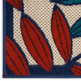 Nourison Aloha Indoor/Outdoor Multicolor 7'10" x 10'6" Area Rug, Tropical, Botanical, Easy-Cleaning, Non-Shedding, Bed Room, Kitchen, Living Room, Deck, Backyard, (8' x 11')