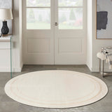 Nourison Essentials Indoor/Outdoor Ivory Gold 4' x Round Area Rug, Easy Clean, Non Shedding, Bed Room, Living Room, Dining Room, Kitchen (4 Round)