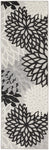 Nourison Aloha Indoor/Outdoor Black White 2'3'' x 8' Area-Rug, Tropical, Botanical, Easy-Cleaning, Non Shedding, Bed Room, Living Room, Dining Room, Deck, Backyard, Patio (2x8)