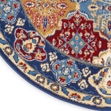 Nourison Grafix Traditional Multicolor 5'3" x Round Area -Rug, Easy -Cleaning, Non Shedding, Bed Room, Living Room, Dining Room, Kitchen (5 Round)