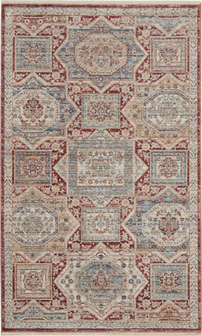 Nourison Enchanting Home Farmhouse & Country Blue/Brick 3' x 5' Area -Rug, Easy -Cleaning, Non Shedding, Bed Room, Living Room, Dining Room, Kitchen (3x5)