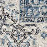Nourison Geneva Grey/Blue 2'2" x 7'6" Area Rug, Vintage, French Country, Easy Cleaning, Non Shedding, Bed Room, Living Room, Dining Room, Kitchen, (8' x Runner)