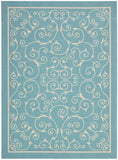 Nourison Home & Garden Indoor-Outdoor Light Blue 4'3" x 6'3" Area Rug, Easy Clean, Non Shedding, Bed Room, Living Room, Dining Room, Kitchen (4x6)