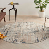 Nourison Concerto Beige/Grey 4' x roundArea -Rug, Abstract, Distressed, Easy -Cleaning, Non Shedding, Bed Room, Living Room, Dining Room, Kitchen, (4' Round)