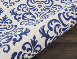 Nourison Grafix Vintage White/Blue 2'3" x 7'6" Area -Rug, Easy -Cleaning, Non Shedding, Bed Room, Living Room, Dining Room, Kitchen (2x7)" }