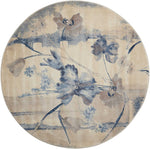 Nourison Somerset Floral Ivory/Blue 5'6" x ROUND Area-Rug, Easy-Cleaning, Non Shedding, Bed Room, Living Room, Dining Room, Kitchen (6 Round)