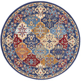 Nourison Grafix Traditional Multicolor 5'3" x Round Area -Rug, Easy -Cleaning, Non Shedding, Bed Room, Living Room, Dining Room, Kitchen (5 Round)