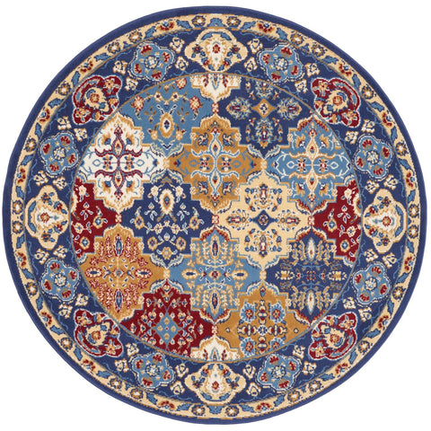 Nourison Grafix Traditional Multicolor 5'3" x Round Area -Rug, Easy -Cleaning, Non Shedding, Bed Room, Living Room, Dining Room, Kitchen (5 Round)