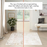 Nourison Glam Chevron Multicolor 2'3" x 7'6" Area -Rug, Easy -Cleaning, Non Shedding, Bed Room, Living Room, Dining Room, Kitchen (2x8)