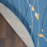 Nourison Grafix Light Blue 4' x Round Area Rug, Modern, Botanical , Bed Room, Living Room, Dining Room, Kitchen, Easy Clean, Non Shedding, (4' Round)