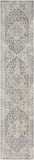 Nourison Astra Machine Washable 2'2" x 12' Grey/Blue Vintage Indoor Rug