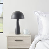 Nourison 16" Matte Black Metal Mushroom Table Lamp, Modern, Retro, Desk Light for Bedroom, Dining, Office, Entryway
