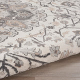 Nourison Elation Transitional Ivory Grey 5'3" x Round Area -Rug, Easy -Cleaning, Non Shedding, Bed Room, Living Room, Dining Room, Kitchen (5 Round)