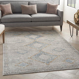 Nourison Concerto Moroccan Ivory/Grey/Blue 5'3" x 7'3" Area-Rug, Easy-Cleaning, Non Shedding, Bed Room, Living Room, Dining Room, Kitchen (5x7)