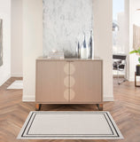 Nourison Essentials 3' x 5' Ivory/Black Contemporary Indoor/Outdoor Rug