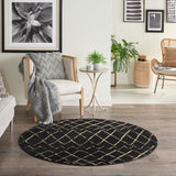 Nourison Grafix Tribal Black 5' Round Area Rug, 5'3" x Round