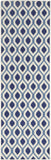 Nourison Grafix Mid-century White/Navy 2'3" x 7'6" Area -Rug, Easy -Cleaning, Non Shedding, Bed Room, Living Room, Dining Room, Kitchen (2x7)