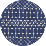 Nourison Grafix Moroccan Navy 5'3" x Round Area Rug, Easy Cleaning, Non Shedding, Bed Room, Living Room, Dining Room, Kitchen (5 Round)