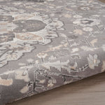 Nourison Elation Transitional Grey 5'3" x Round Area -Rug, Easy -Cleaning, Non Shedding, Bed Room, Living Room, Dining Room, Kitchen (5 Round)