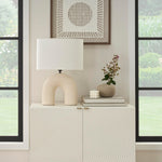 Nourison 21" Off White Textured Arch Table Lamp for Bedroom, Living Room, Console, Entryway