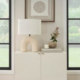 Nourison 21" Off White Textured Arch Table Lamp for Bedroom, Living Room, Console, Entryway