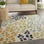 Nourison Caribbean Indoor/Outdoor Ivory 5'3" x SQUARE Area -Rug, Easy -Cleaning, Non Shedding, Bed Room, Living Room, Dining Room, Deck, Backyard, Patio (5 Square)