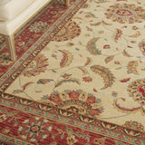 Nourison Living Treasures Persian Ivory/Red 8'3" x 11'3" Area-Rug, Easy-Cleaning, Non Shedding, Bed Room, Living Room, Dining Room, Kitchen (8x11)