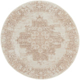 Nourison Grafix Ivory Beige 5'3" x Round Area Rug - Easy Clean, Non Shedding, Bed Room, Living Room, Dining Room, Kitchen (5' x Round)