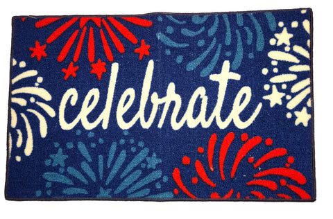 Nourison Patriotic Celebrate Accent Rug 28 x 17 inches Red White Blue Polyester with Anti-Skid Back