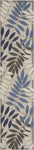 Nourison Aloha Indoor/Outdoor Grey/Blue 2'3" x 10' Area Rug, Easy Cleaning, Non Shedding, Bed Room, Living Room, Dining Room, Backyard, Deck, Patio (2x10)