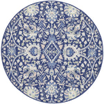 Nourison Whimsicle Traditional Navy Multicolor 5' x Round Area Rug, Easy Cleaning, Non Shedding, Bed Room, Living Room, Dining Room, Kitchen (5 Round)