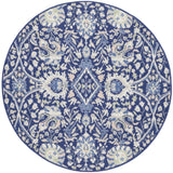 Nourison Whimsicle Traditional Navy Multicolor 5' x Round Area Rug, Easy Cleaning, Non Shedding, Bed Room, Living Room, Dining Room, Kitchen (5 Round)