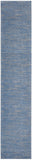 Nourison Essentials Indoor/Outdoor Blue/Grey 2'2" x 12' Area Rug, Easy Cleaning, Non Shedding, Bed Room, Living Room, Dining Room, Backyard, Deck, Patio (2x12)