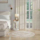 Nourison Grafix Ivory Beige 5'3" x Round Area Rug - Easy Clean, Non Shedding, Bed Room, Living Room, Dining Room, Kitchen (5' x Round)