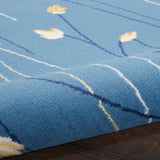 Nourison Grafix Light Blue 3'9" x 5'9" Area Rug, Modern, Botanical , Bed Room, Living Room, Dining Room, Kitchen, Easy Clean, Non Shedding, (4' x 6')