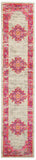 Nourison Passion Ivory/Fuchsia 2'2'' x 7'6'' Area-Rug, Boho, Traditional, Easy-Cleaning, Non Shedding, Bed Room, Living Room, Hallway, (8' Runner)