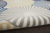 Nourison Grafix Geometric White 5'3" x Round Area Rug, Easy Clean, Non Shedding, Bed Room, Living Room, Dining Room, Kitchen (5 Round)