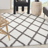 Nourison Feather Soft Trellis Ivory Charcoal 5'3' x 7'3' Area -Rug, Easy -Cleaning, Non Shedding, Bed Room, Living Room, Dining Room, Kitchen (5x7)