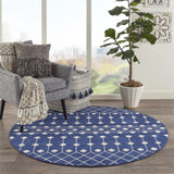 Nourison Grafix Moroccan Navy 5'3" x Round Area Rug, Easy Cleaning, Non Shedding, Bed Room, Living Room, Dining Room, Kitchen (5 Round)