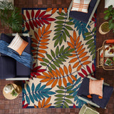 Nourison Aloha Indoor/Outdoor Multicolor 7'10" x 10'6" Area Rug, Tropical, Botanical, Easy-Cleaning, Non-Shedding, Bed Room, Kitchen, Living Room, Deck, Backyard, (8' x 11')