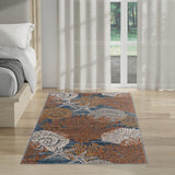 Nourison Pompeii Coastal, Nautical & Beach Blue Multicolor 3' x 5' Area Rug, Easy Clean, Non Shedding, Bed Room, Living Room, Dining Room, Kitchen (3x5)