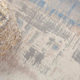 Nourison Solace Ivory and Grey and Blue 5'3" x 7'3" Area Rug 099446857637