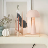 Nourison EPT01 16" Metal Mushroom Table Modern, Retro, Desk, Bedside, Living Room, Office Lamp, Small, Blush Pink
