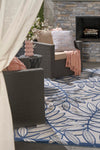 Nourison Aloha Indoor/Outdoor Ivory/Navy 5'3" x 7'5" Area Rug, Easy Cleaning, Non Shedding, Bed Room, Living Room, Dining Room, Backyard, Deck, Patio (5x7)
